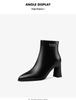 Women's High Heel Soft Leather Ankle Boots, 2025 Autumn Winter Collection, Pointed Toe, Plus Velvet.