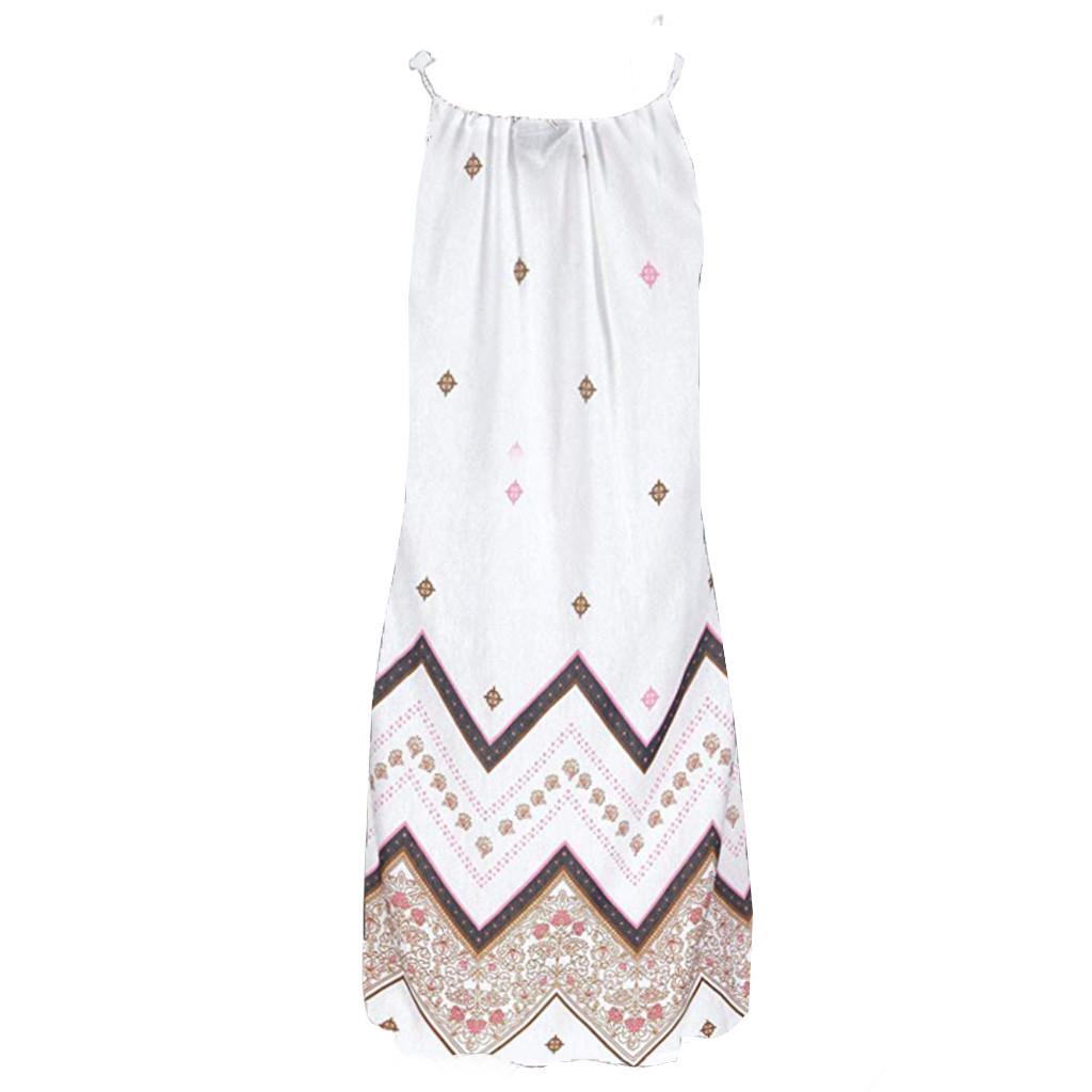 Femei Gât Boho Print Fără mâneci Casual Rochie de plajă Rochie de soare