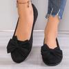 Lovely Sweet Flats for Women Summer Casual Slip on Round Toe Shoes for Women Solid Butterfly Knot Platform Flats Plus Size