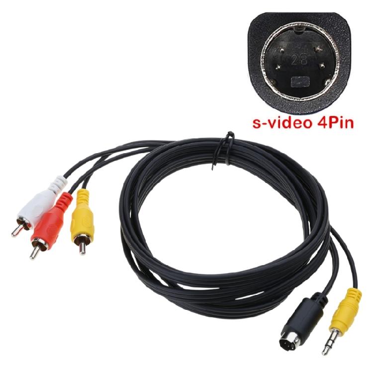 Flexible 6 Feet S Video 4Pin And 3.5mm TRS Stereo Sound Male To 3RCA Male Composite Adapter Cable For Desktop TV