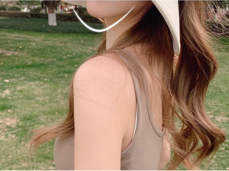 Women's Wide-Brim Summer Topless Sun Hat with UV Protection for Outdoor Sports