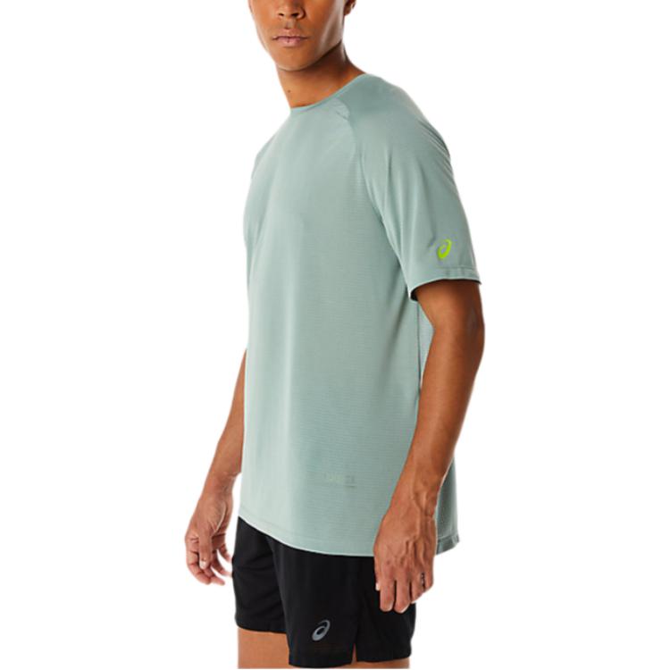 Asics Comfortable Moisture-Wicking Breathable Crew Neck Short Sleeve T-Shirt Men Tops Light-Gray-Green 2031D786-023