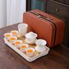 Zhi Shi Mutton Fat Jade White Porcelain Travel Tea Set