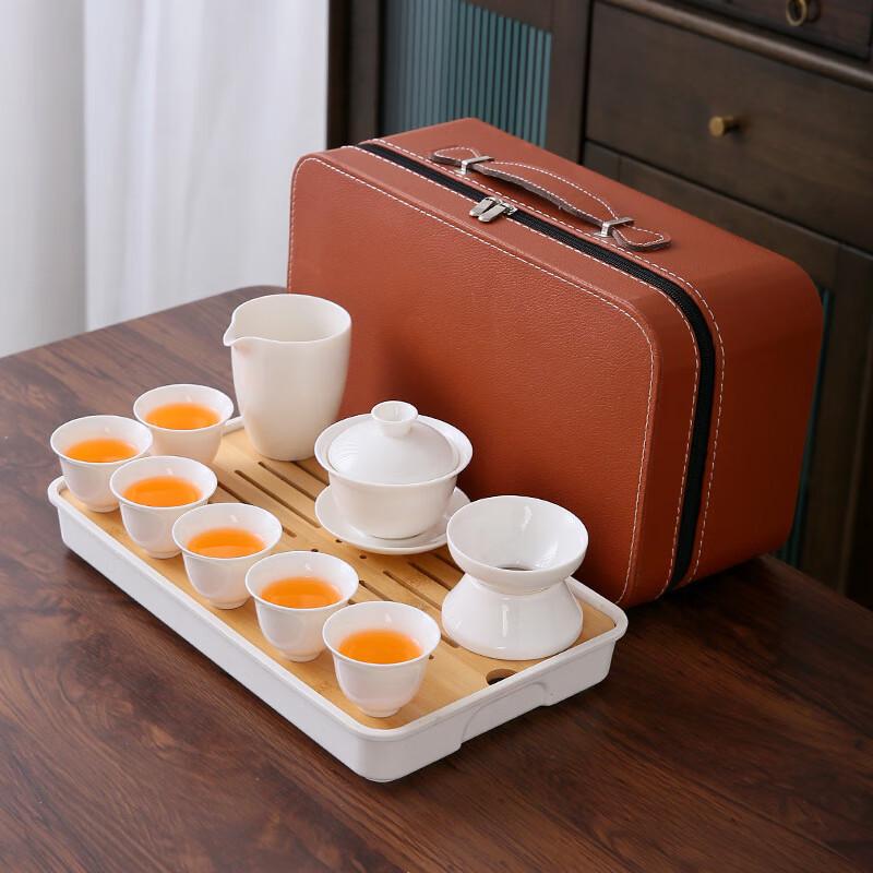 Zhi Shi Mutton Fat Jade White Porcelain Travel Tea Set