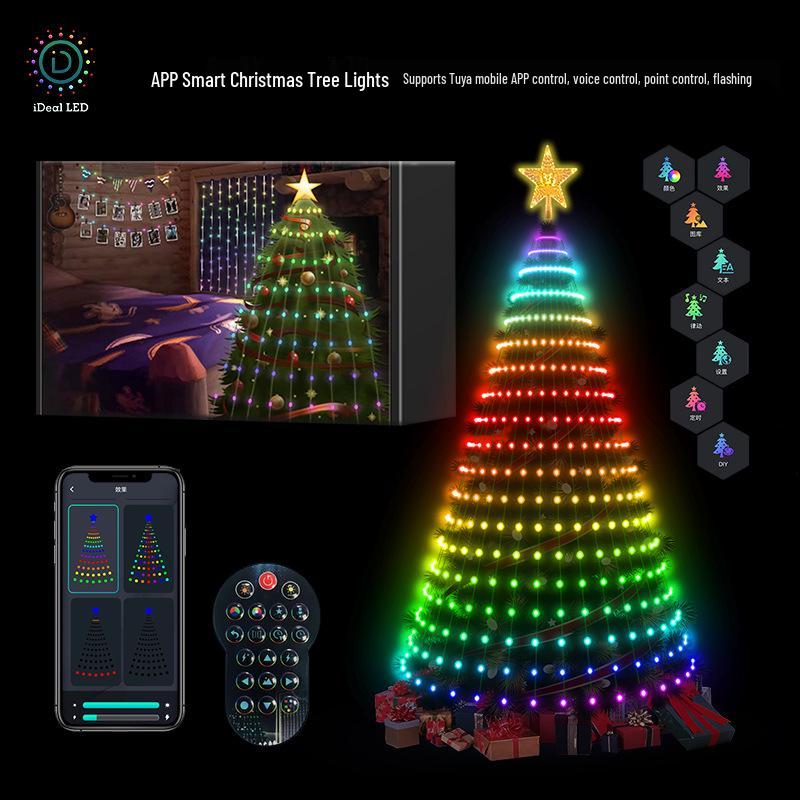APP-Controlled LED Color-Changing Christmas Tree Lights with Bluetooth, PVC Neon String, Holiday Decoration, and Adjustable Atmosphere Lighting