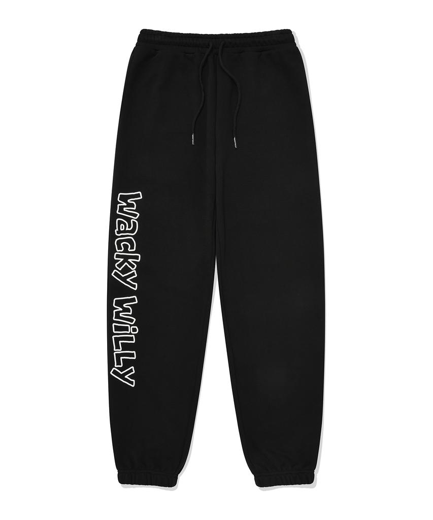 WACKY WILLY Typographic Sweatpants Black
