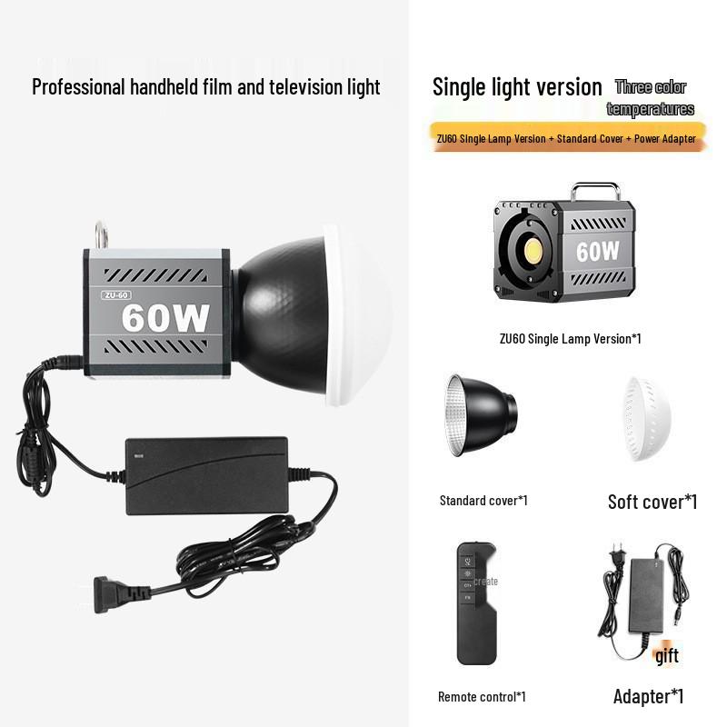 60W Handheld Portable Spotlight for Outdoor Wedding, Film, and Night Portraits