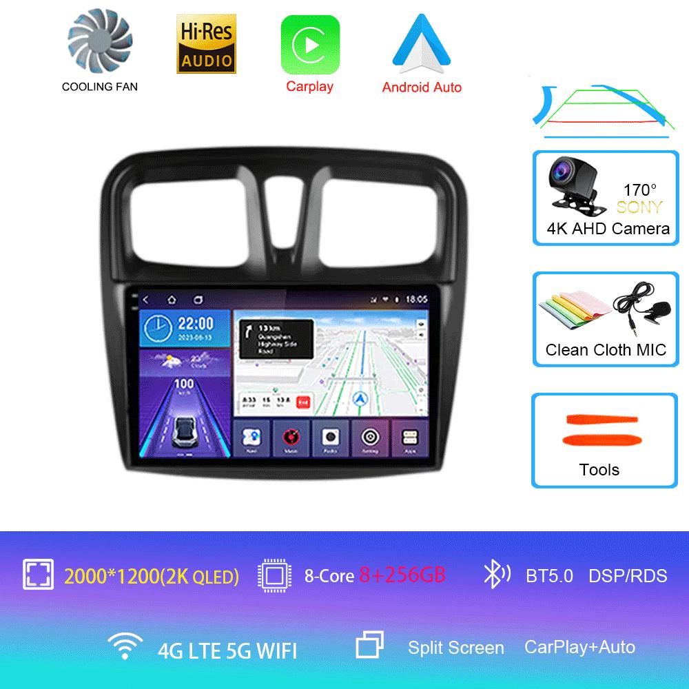 Car Radio Android 14 Carplay For Renault Logan 2 Sandero 2 2012 2013 - 2019 Navigation GPS Multimedia Player wifi+4G BT DSP 2DIN