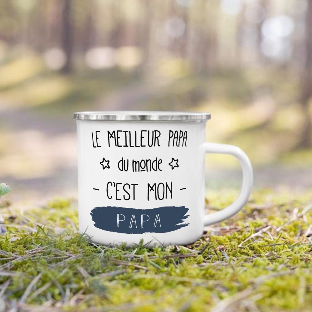 Best Dad & Mom In The World French Print Mug Camping Enamel Mugs Outdoor Drink Milk Coffee Cup Festive Birthday Gift for Dad Mom