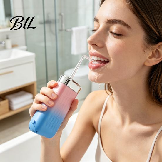 Cordless Oral Irrigator for Travel Water Flosser, 3 Modes, 4 Jet Tips, 180ml Tank, Portable Tongue Cleaning Tool Dental Irrigator, Retractable