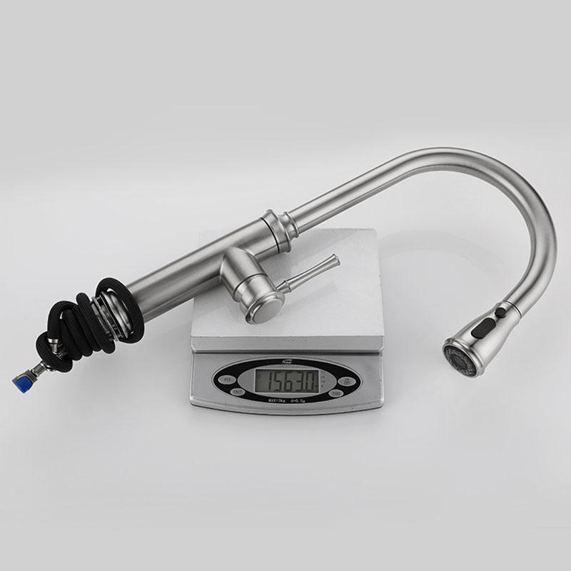 Stainless Steel Pull-out Kitchen Faucet Deck Mounted Mixer Tap 360 Degree Rotation Stream Sprayer Nozzle Kitchen Sink Faucet