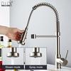 Deck Mounted Flexible Kitchen Faucets Pull Out Mixer Tap Black Hot Cold Kitchen Faucet Spring Style with Spray Mixers Taps E9009
