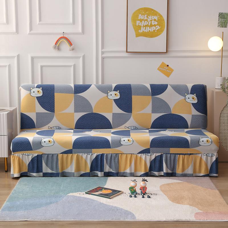 

Чехол для футона без подлокотников с юбкой, раскладной, с принтом, чехол для дивана, моющийся, чехол для дивана, защитная пленка для мебели SML S 120-150cm