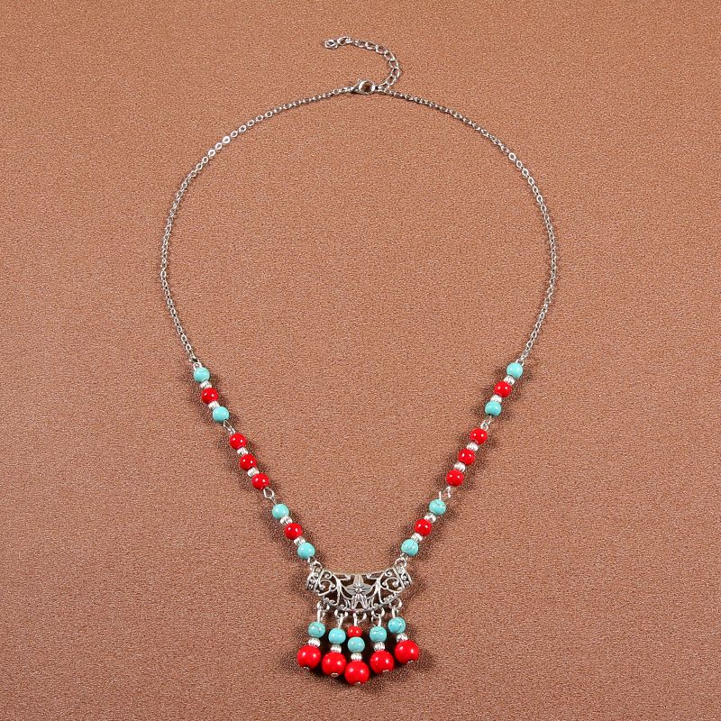 

Ретро Экзотический Этнический Стиль Ювелирные Изделия Богема Ожерелье и Серьги Комплект Тибет Путешествие Фото Головной Убор Подвеска Tibetan Headwear-Necklace Dual-use