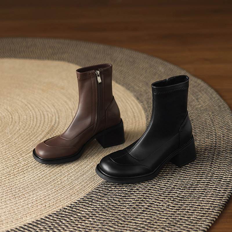 Krazing Pot Microfiber Winter Round Toe Modern Platform Size 33 Boots Size 43 Women Fashion Ankle Boots