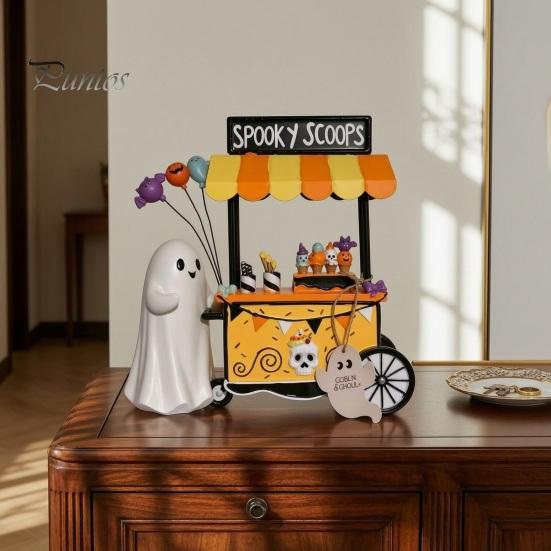 Decorative Resin Figurines Halloween Ghost Figurine, Spooky Cart Statue for Seasonal Party Decor Home Garden Decor, Table Centerpiece Festive