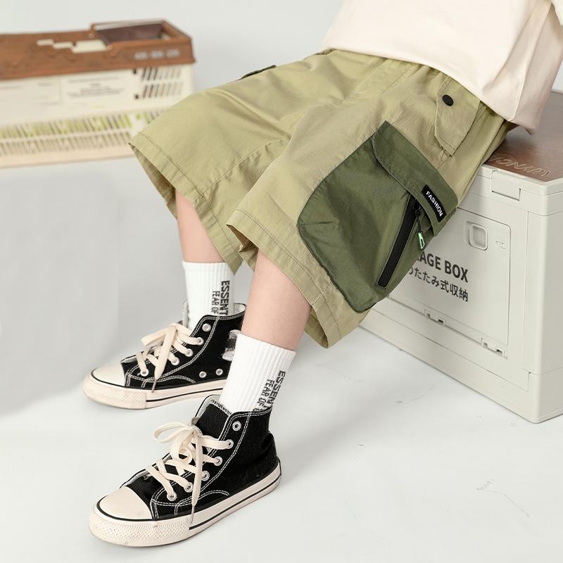 Детские брюки, рабочая одежда, шорты, летние тонкие брюки для мальчиков, летняя одежда, детские брюки длиной пять четвертей, летние 110