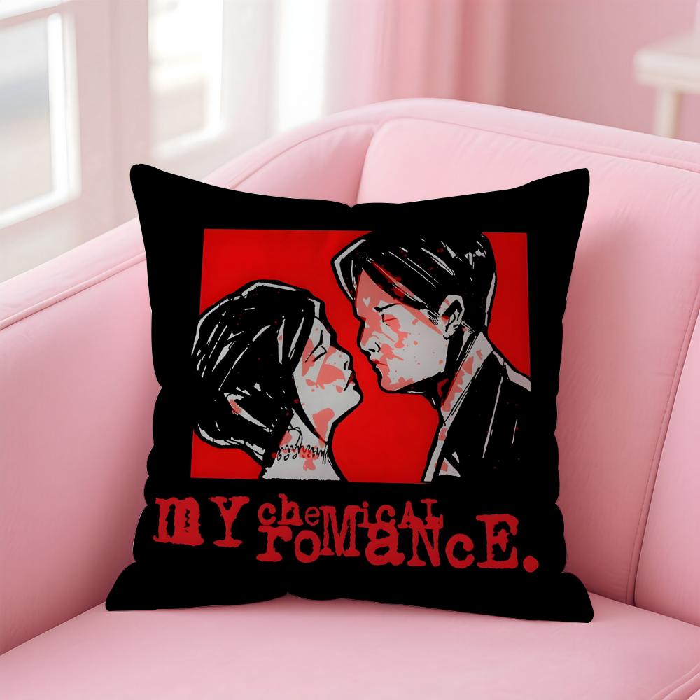 Emo Amerikanische Rockband MMy Chemical Romance Kissenbezug Kissenhülle Kurzer Plüsch Verdeckter Reißverschluss Raum Sofakissenbezug