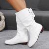 Plus Size Shoes for Women 35-43 Autumn Spring Fashion Women Lace Up Platform Wedges Comfortable Non-slip Mid-calf Boots
