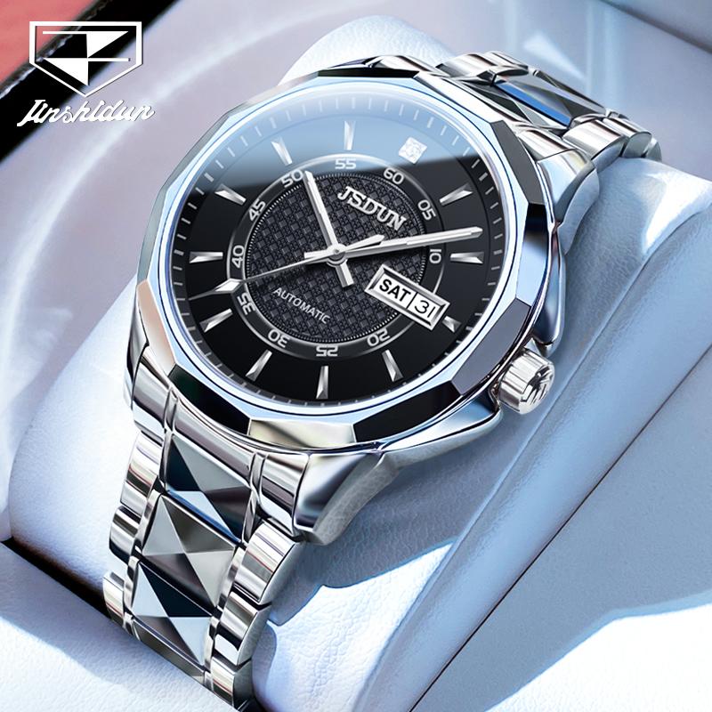 JINSHIDUN Nuovo Orologio da Uomo Business e Tempo Libero Orologio Meccanico Automatico Completo Doppio Calendario Impermeabile Orologio di Alta Gamma