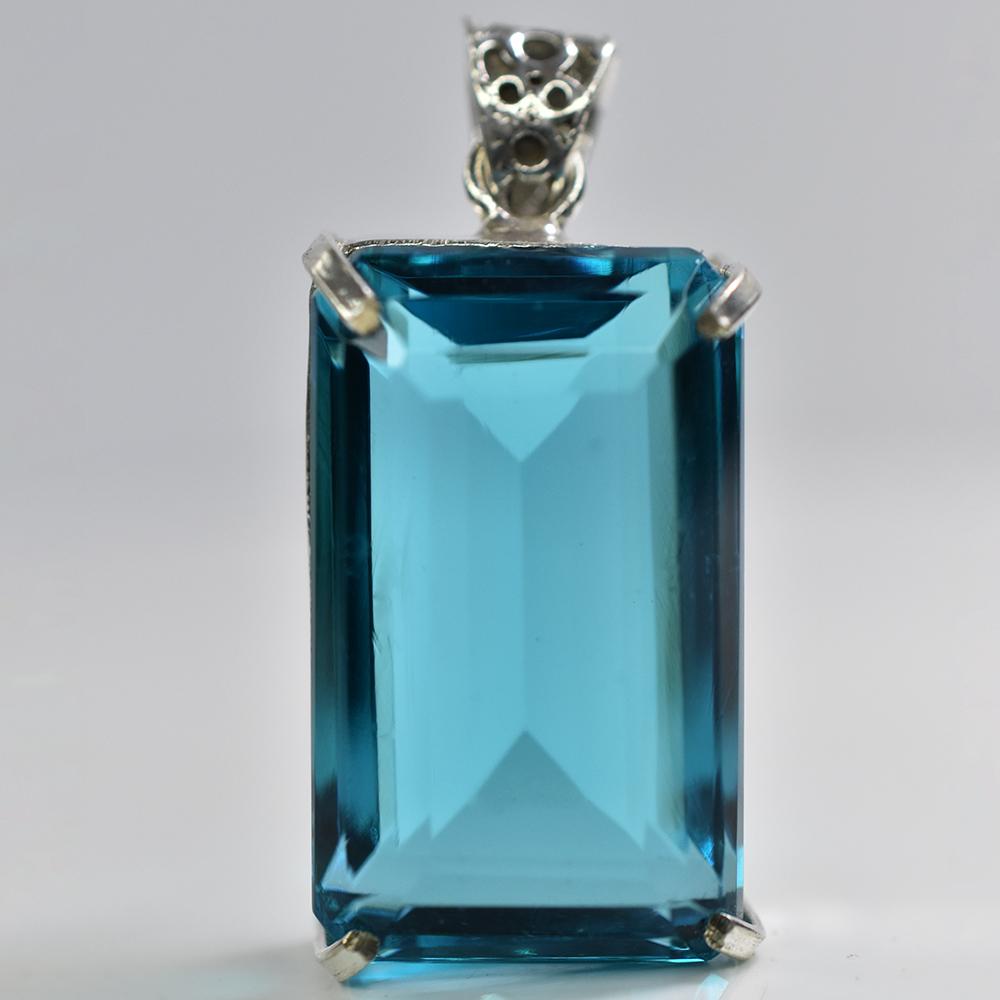 

Lab Created Sapphire 95 Ct Certified 925 Starling Silver Emerald Gems Pendant MY.PD-70-NS 45.9 mm approx синій