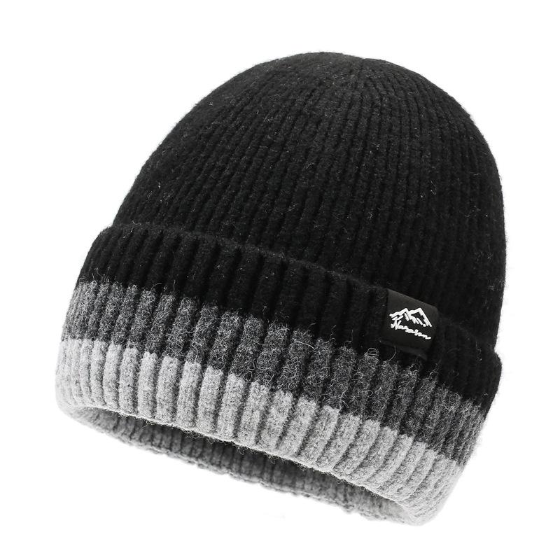 Winter Warm Wool Hat Knitted Pullover Hat Velvet Windproof Ear Protection Hat Thick Biker Hat for Men Women