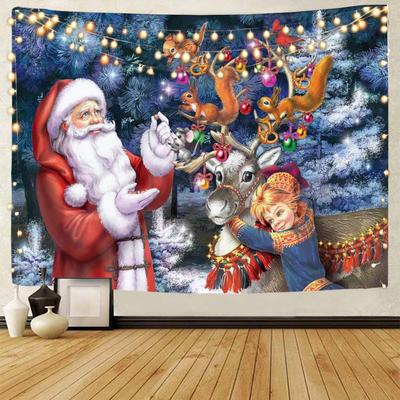 Santa Claus, Christmas Tree Christmas Elk Christmas Background Decoration Tapestry Christmas Home Background Decoration Tapestr