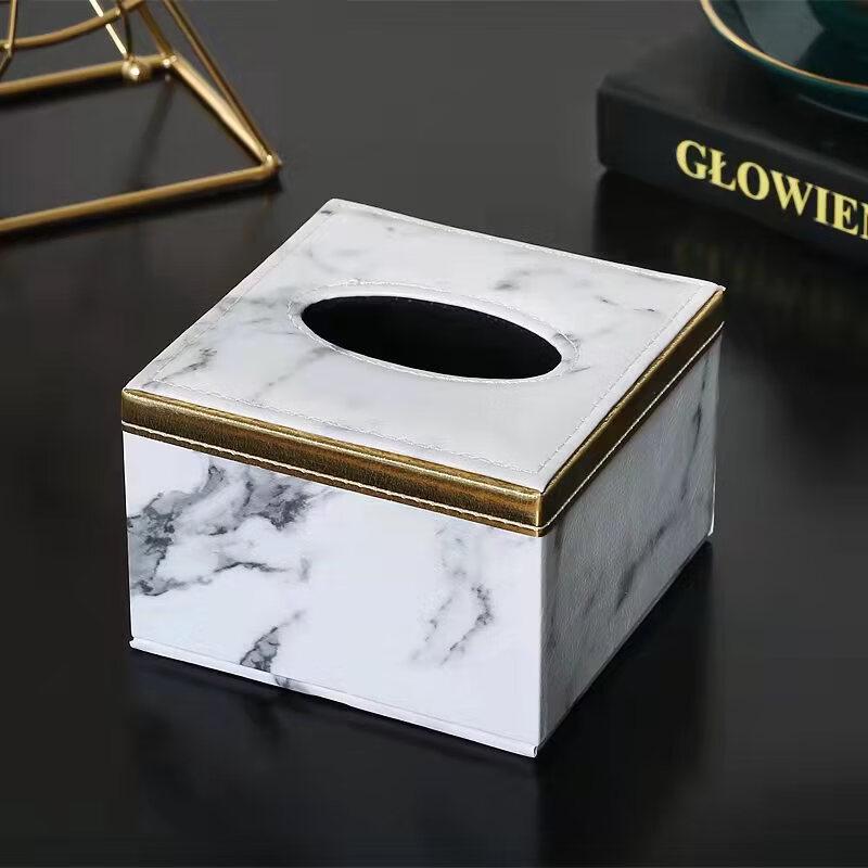

Marble Pattern Leather Tissue Box