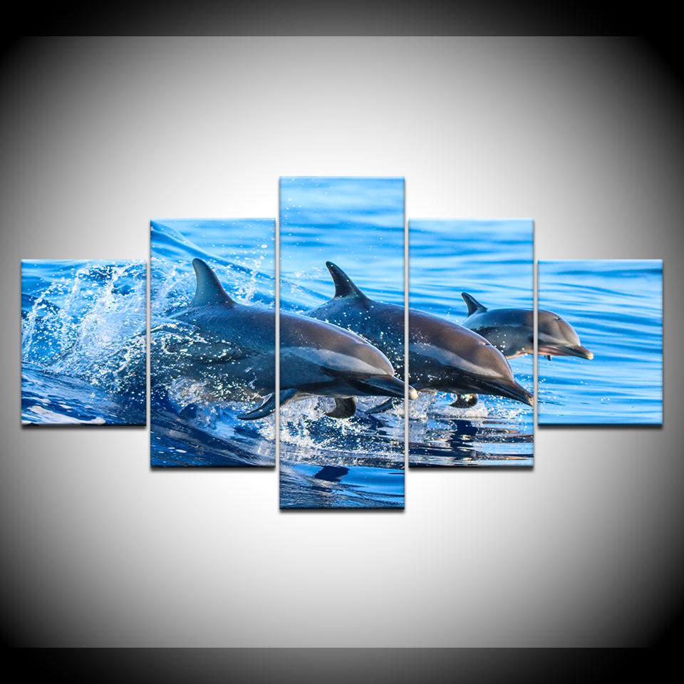 The underwater shark 5 piece Wall Artwork Wallpapers modern Modular Poster art Canvas painting for Living Room Home Decor