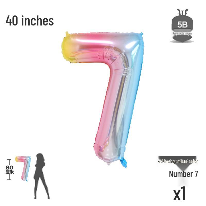 Korean Rainbow Gradient Number Balloon for Kids' First Birthday Decoration