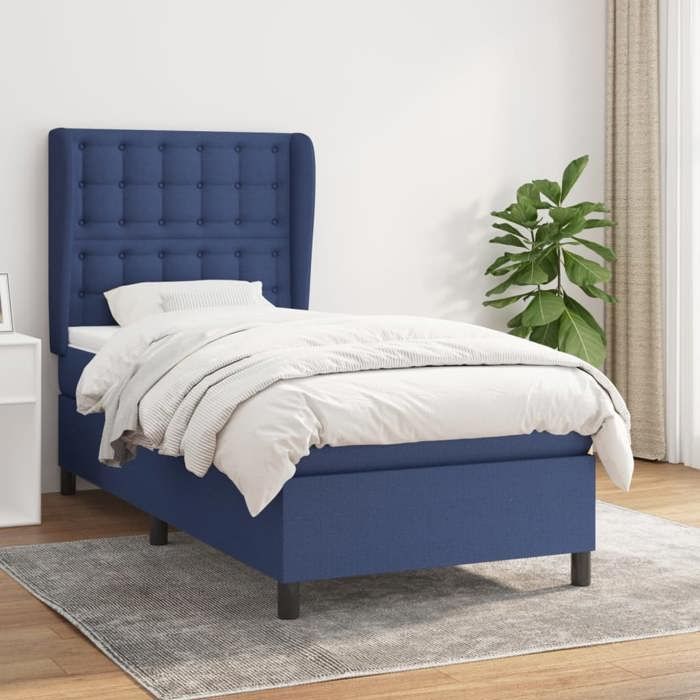 3128267 vidaXL Divan Bed with Mattress Blue 100x200 Cm Fabric