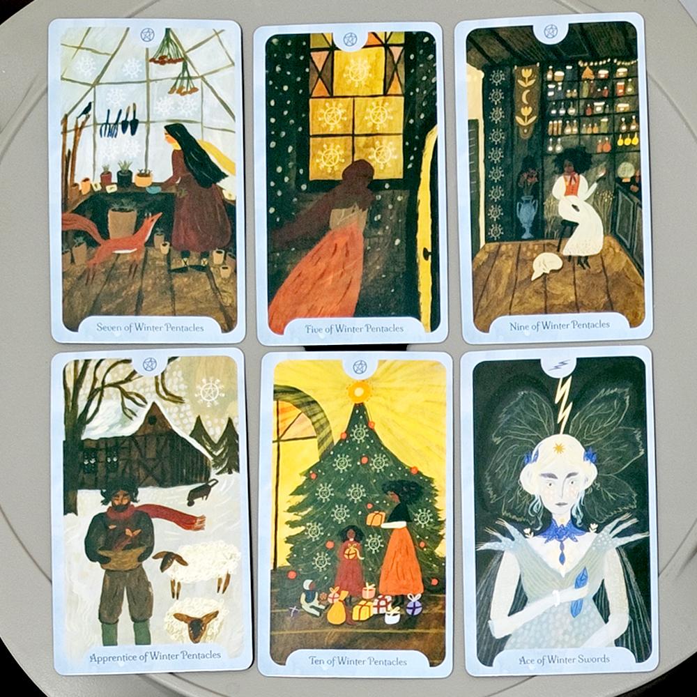Jahreszeiten der Hexe: Winter Tarot - 78-Karten-Deck für Yule & Imbolc - Volkskunst Divinationswerkzeug 10,3*6cm