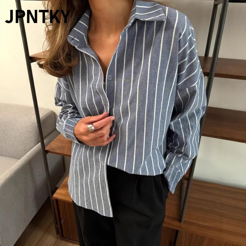 JPNTKY Women's Fashion Casual Long Sleeve POLO Neck Blouses & Shirts International design