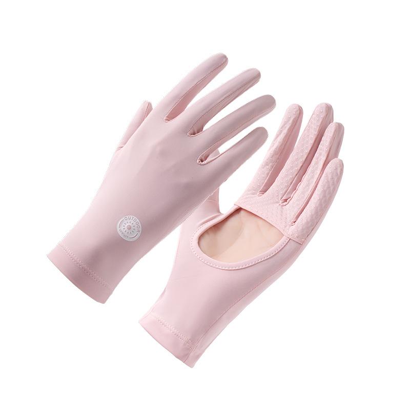 Sunscreen Gloves for Women's Ice Silk Summer Anti-ultraviolet Outdoor Thin Cycling Driving Anti Slip Palm Hollow Gloves