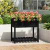 Vidaxl Planter With Shelf, Black, 82.5X54X81 Cm, Solid Pine Wood