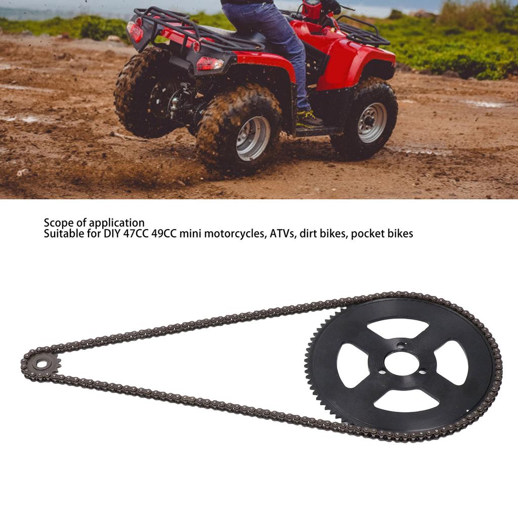25H Chain Sprocket Set Steel 10mm 15T Front Sprocket 29mm 80T Rear Sprocket 146 Link Drive Chain for 47CC 49CC Mini Motorcycle ATV Dirt Bike