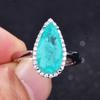 Open Ring Women Micro Paved Full Diamond High Carbon Pear Shaped Imitation Paraiba Ring