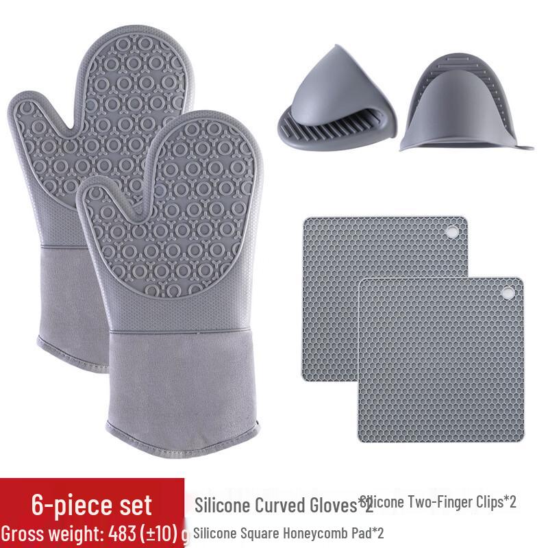 Silicone Baking Oven Mitt & Clip Set