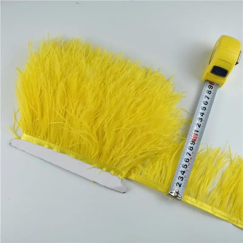 1Meters Leather Pink Ostrich Feathers Trim Trims Width 8-10cm Black Ostrich Feather Ribbon Clothing Wedding Feathers Decoration