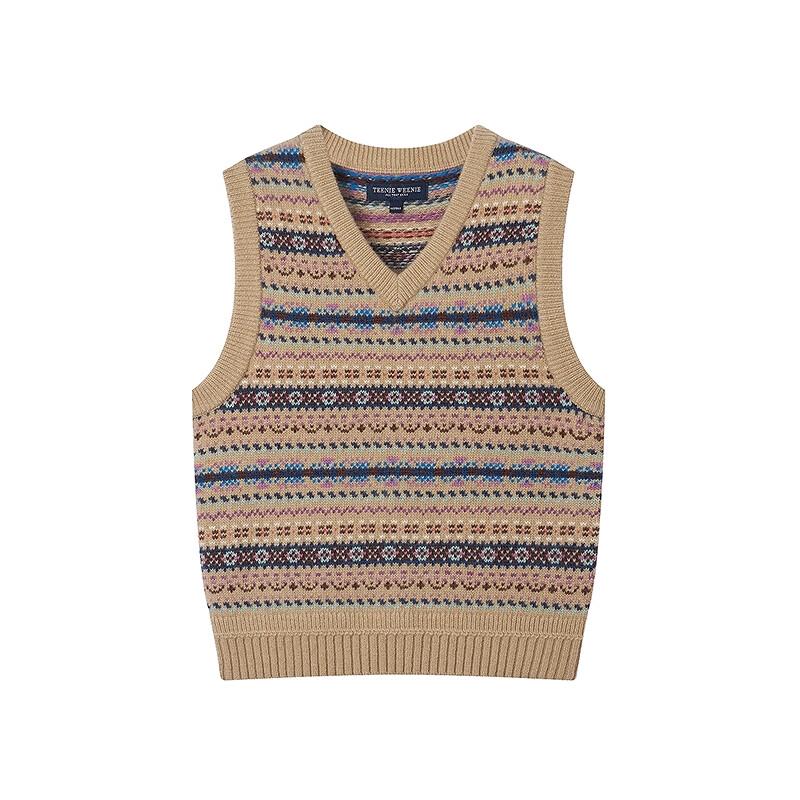 Teenie Weenie Women's Fair Isle V-Neck Knit Vest
