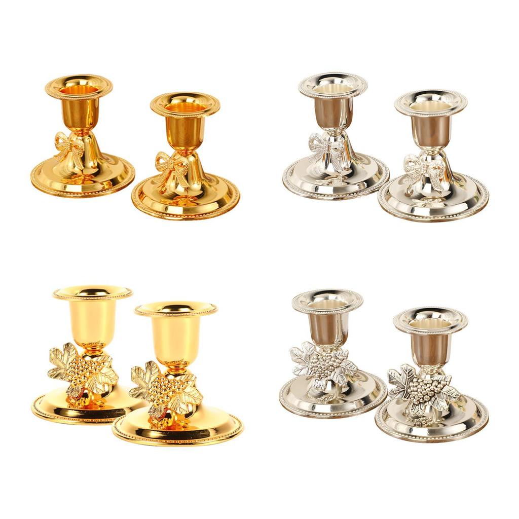 2Pcs Candlestick Holder Ornament Mantel Decoration Taper Candle Holders for Wedding Reception Halloween Hotel Holiday Fireplace