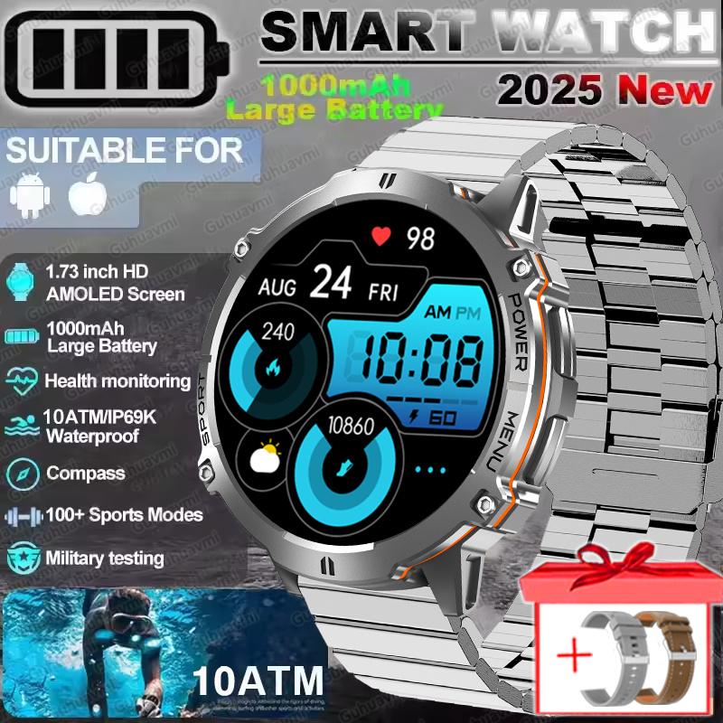 New TANK 3 Men Swim 1000mAh Battery Smart Watch IP69K&10ATM Waterproof GPS Compass Altimeter Call AMOLED Outdoors Sport Watches