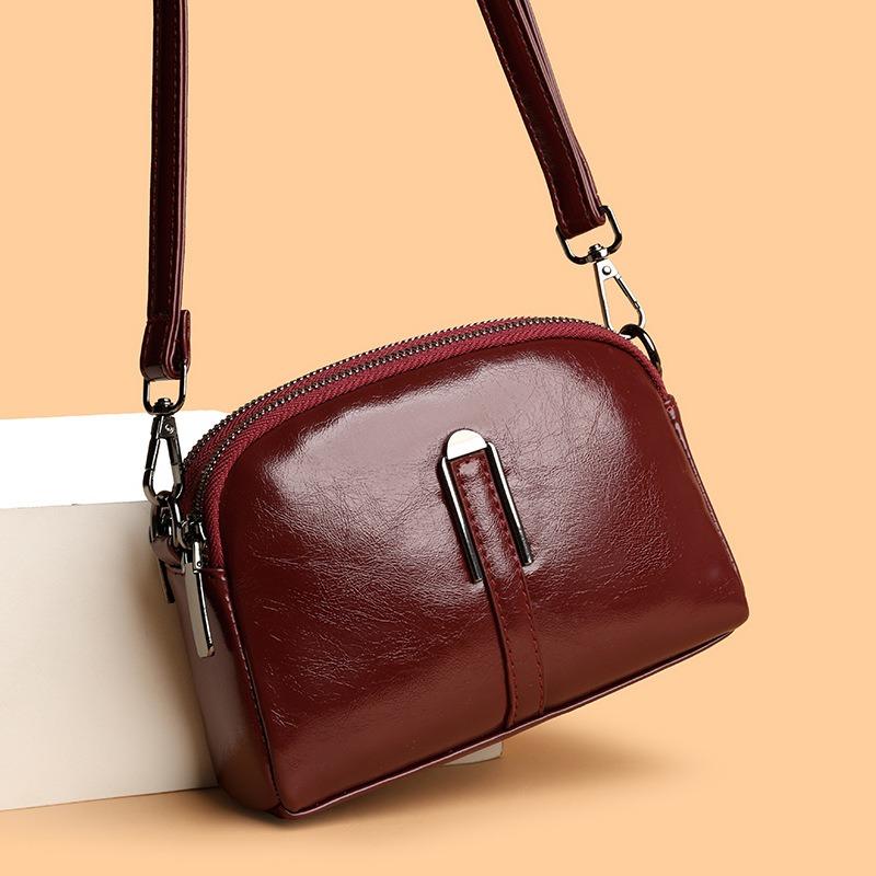 Retro mobile phone messenger bag women's new double-layer change shoulder bag fashionable simple texture mother bag