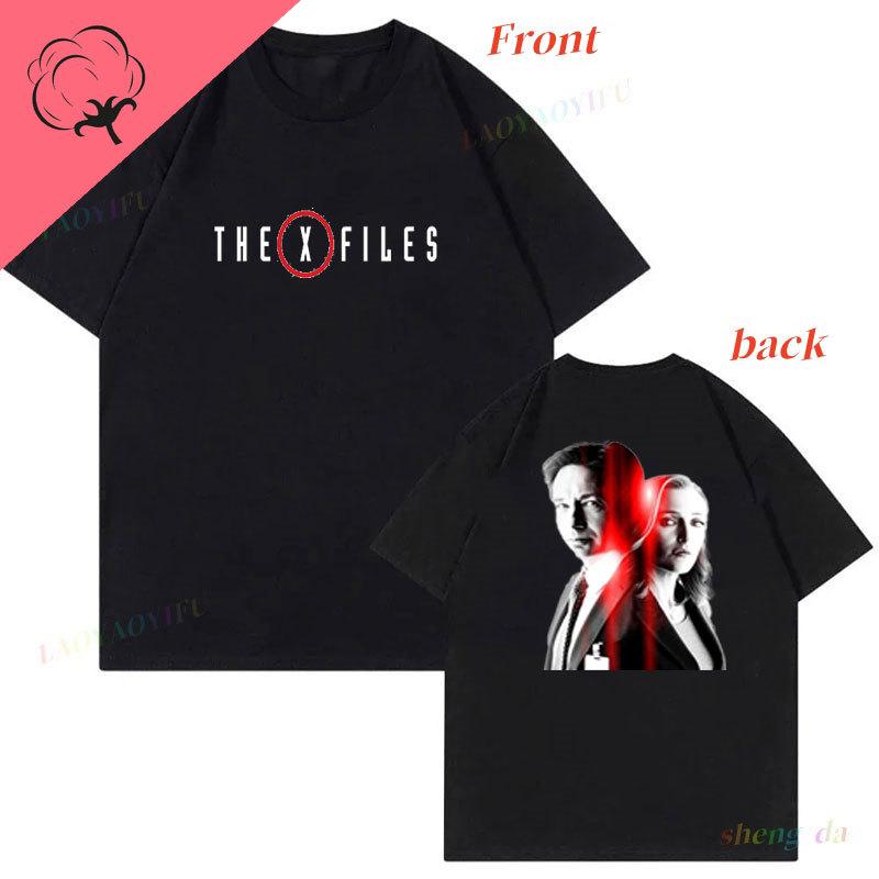 The X Files Front Back Printed TShirt I Want To Believe Cotton Movie Secret of XFiles Graphic TShirts Unisex Fashion Vintage
