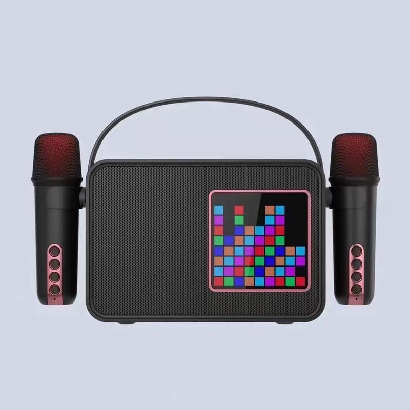 Dual-Mic Karaoke Desktop Speaker with Rhythmic Light Display