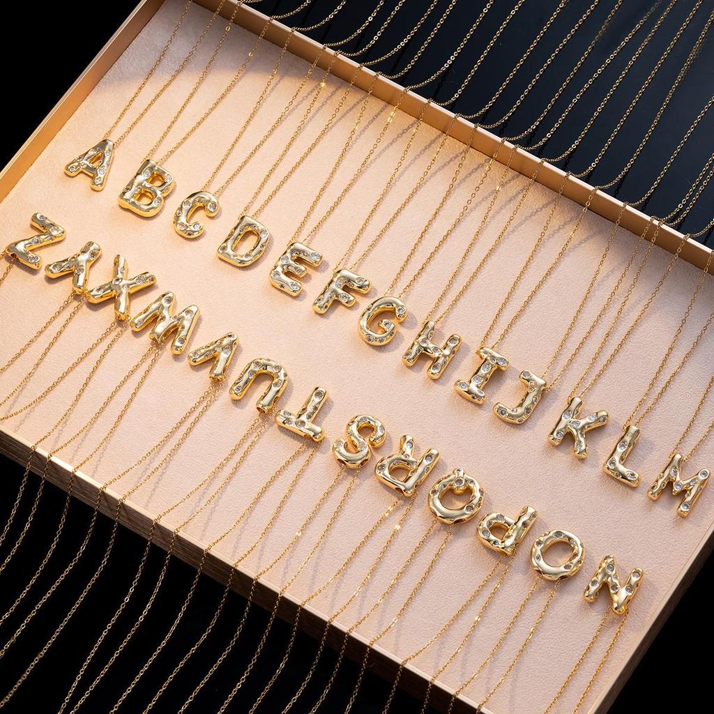 Women's Colorful English Alphabet Necklace - Simple & Trendy Design in Titanium Steel