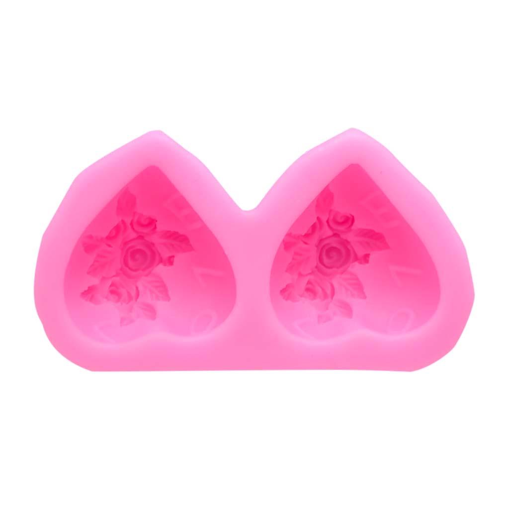 Double Hole Love  Silicone Fondant Icing Mould Wedding Cake  Decoration розовый