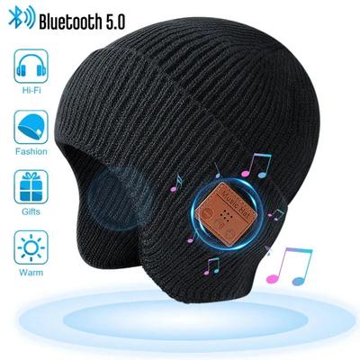 Kablosuz Bluetooth Kulaklıklar, Müzik Örgü Sıcak Şapka, Dahili Kulaklıklar, Şık Kulak Örtüsü, Erkekler ve Kadınlar için Çıkarılabilir