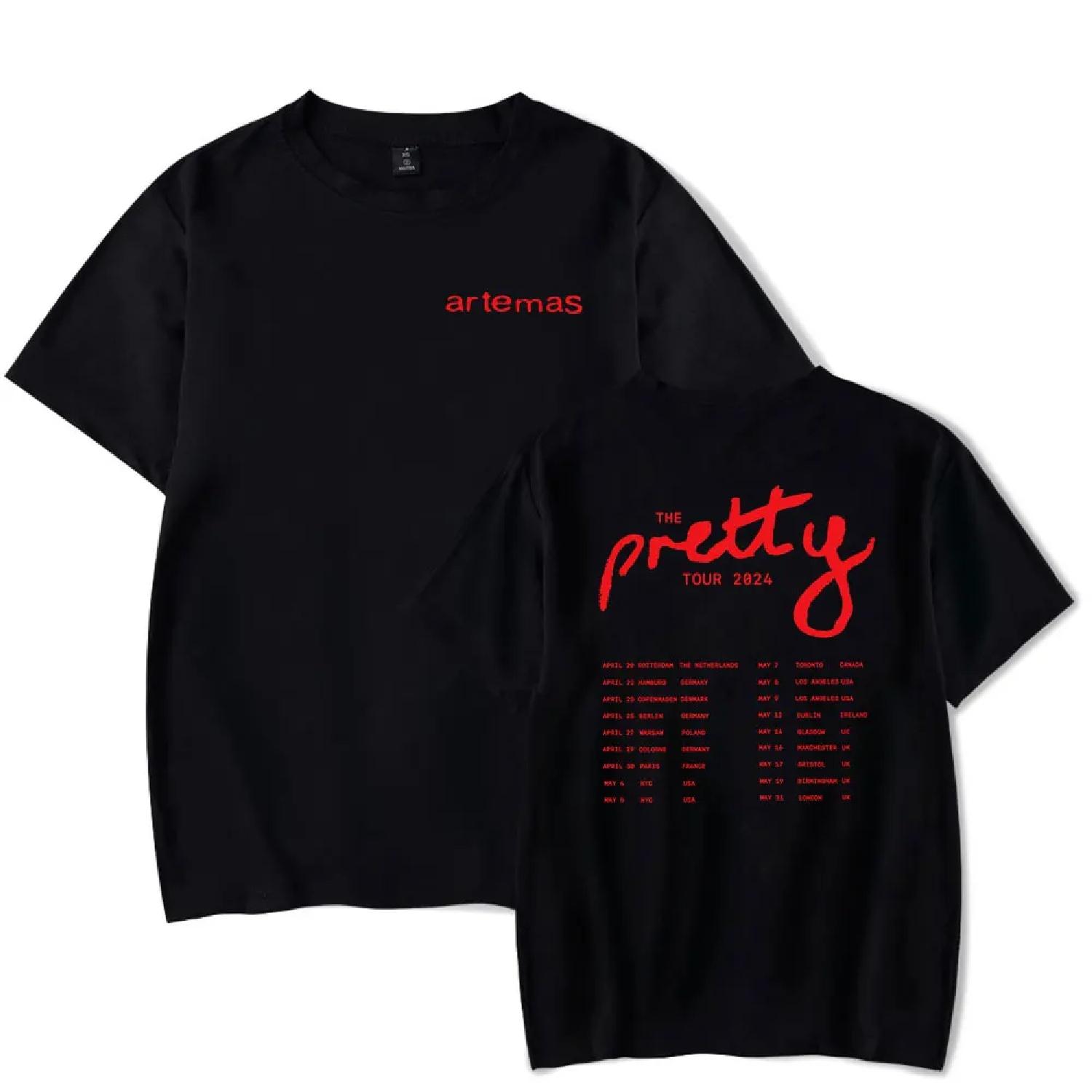 

Artemas Pretty 2024 Tour Short Sleeve Tee Women Men Crewneck Fashion T-shirt S чёрный