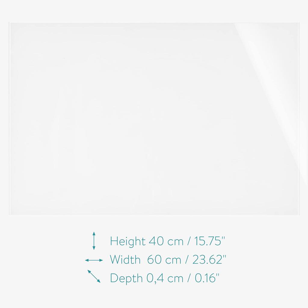 Navaris Magnetic Glass Board, 60 X 40 Cm - Stylish Glass Wall-Mounted Whiteboard for Offices, Meeting Rooms, and Home Use - White